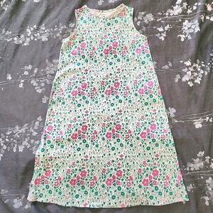 Uniqlo + Marimekko Sun Dress Kids Sz 13 Green Pink Ditsy Floral Cotton Pockets